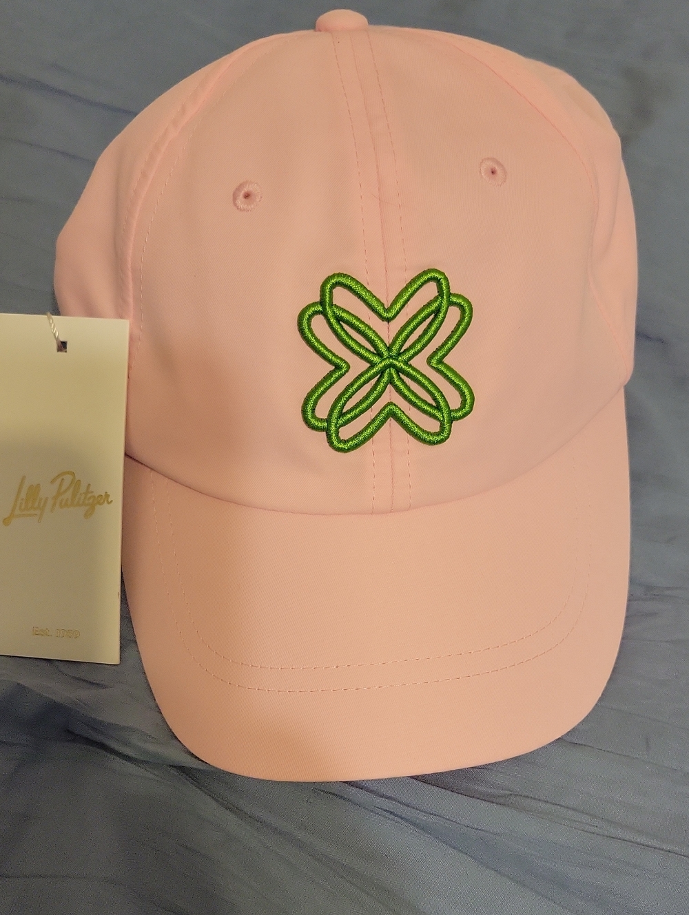 NWT Lilly Pulitzer Light Pink Baseball Cap with Green Clover Logo